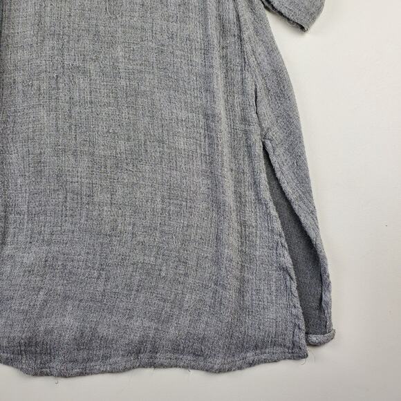 Zara Belted Shirt Dress Button Up Pocket Midi Gray Lightweight Boho Women Medium - Picture 8 of 11